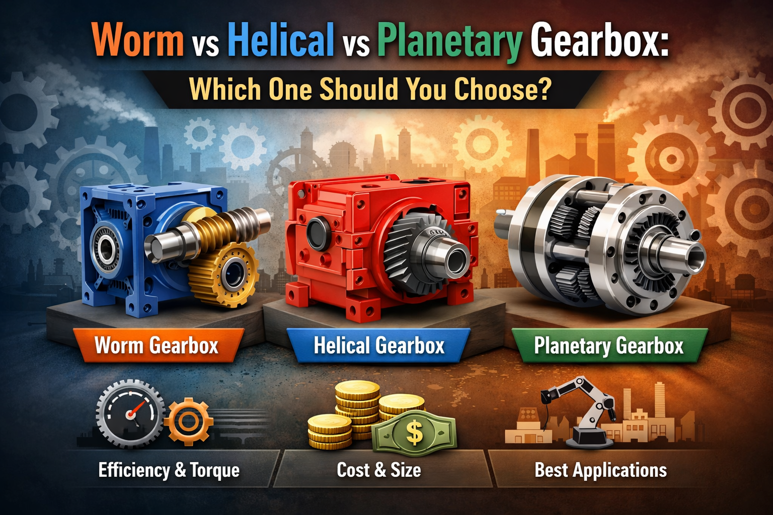 worm vs helical vs planetary gearbox